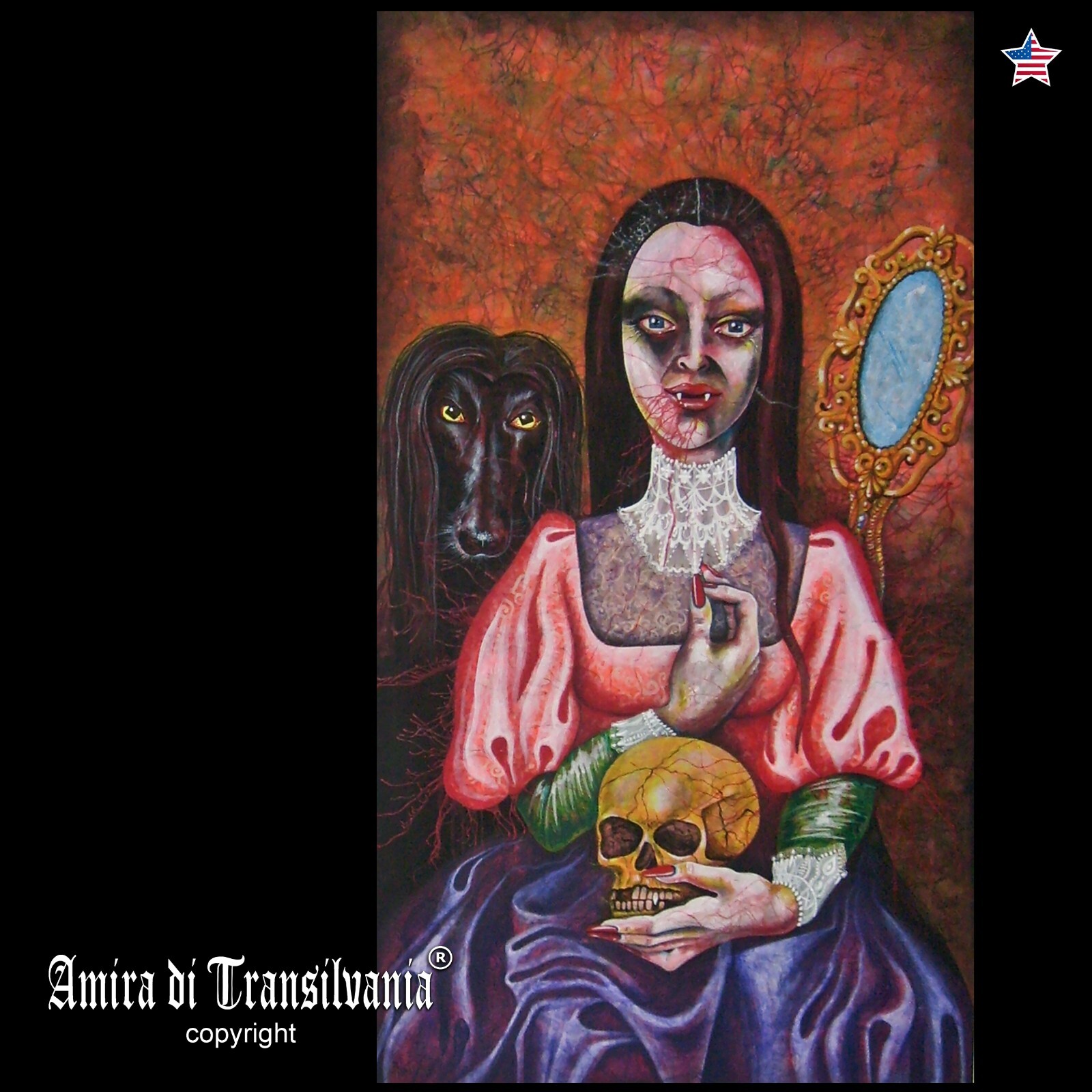 contemporary art painting vampire self portrait dracula by amira di transilvania