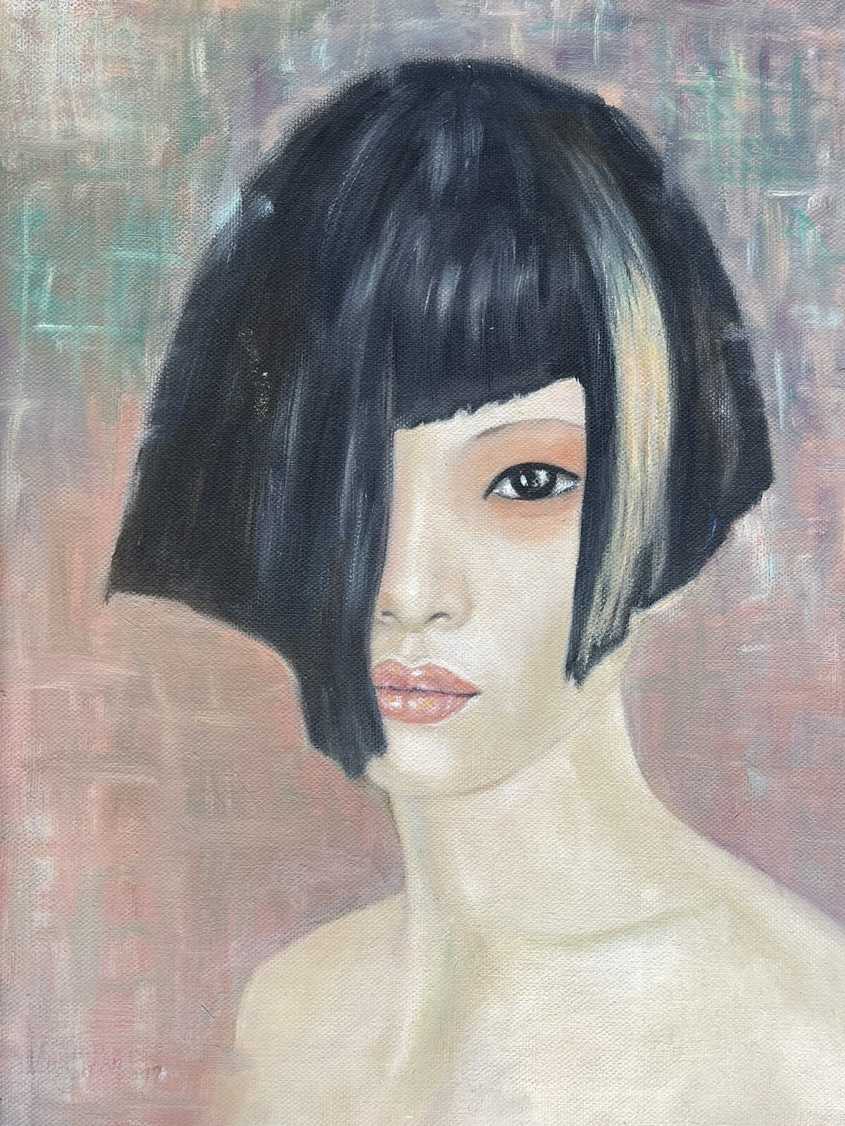 Art Mysterious Painting Original Womans Face Pop Asian Portrait Sexy Fashion