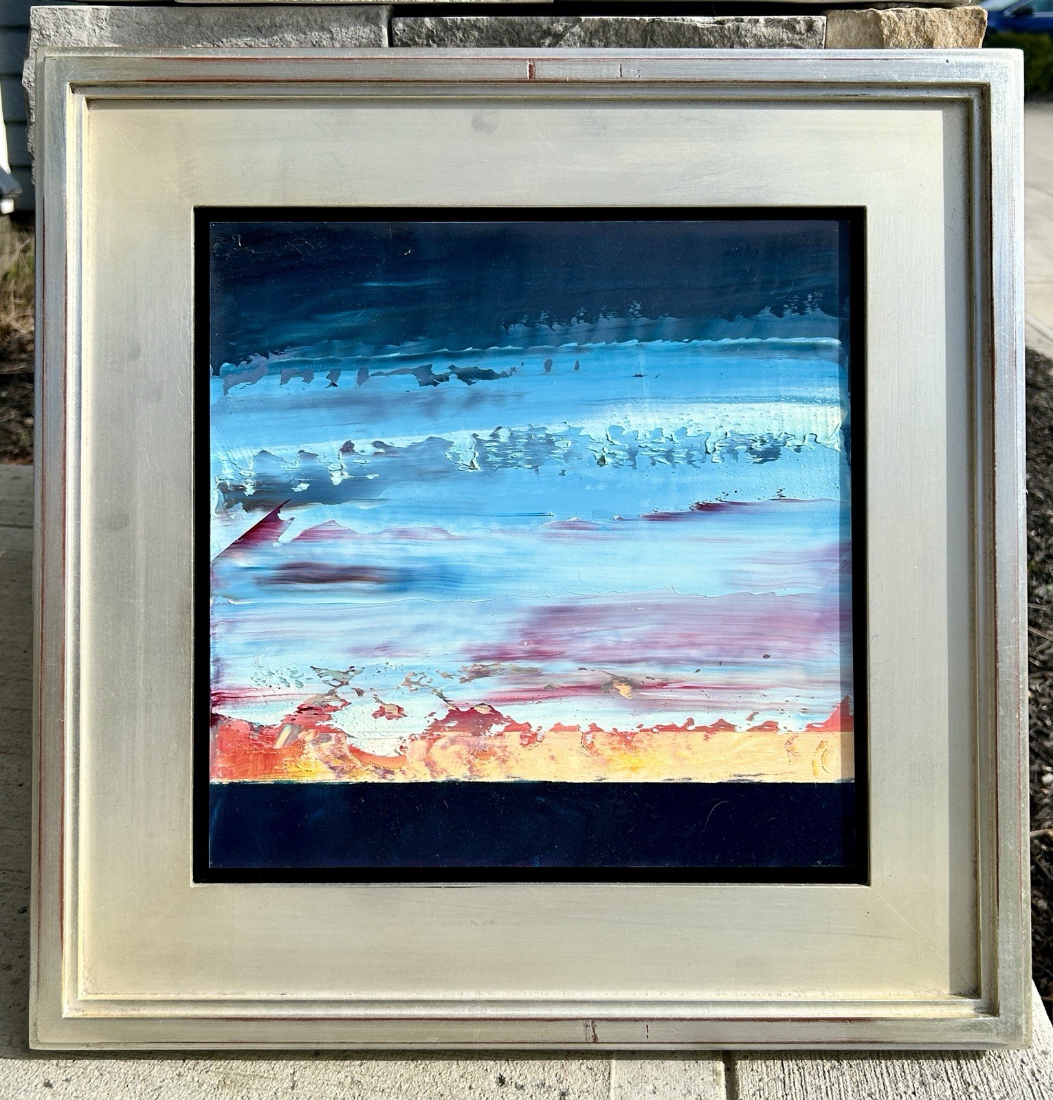 Judy Friday Original Painting Oil on Board Abstract Sunset Ocean Seascape Clouds