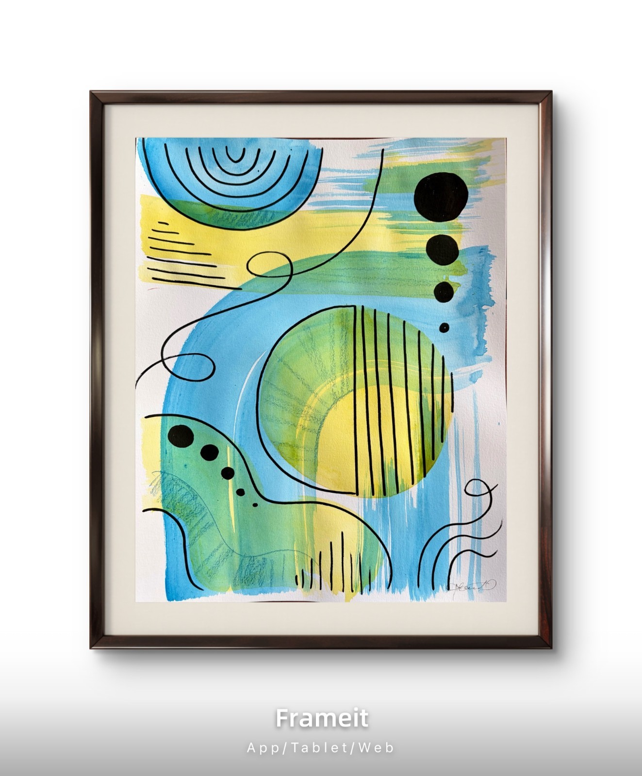 Original Yellow Blue Palette Painting by Alannah Dyer- Art 9×12 in. Modern Trend