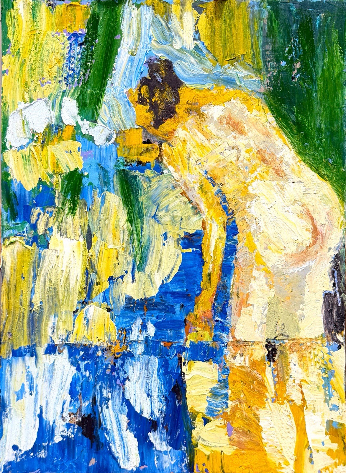 GERARD 11X14 IN-Abstract Expressionist Original Acrylic Painting Women Panel