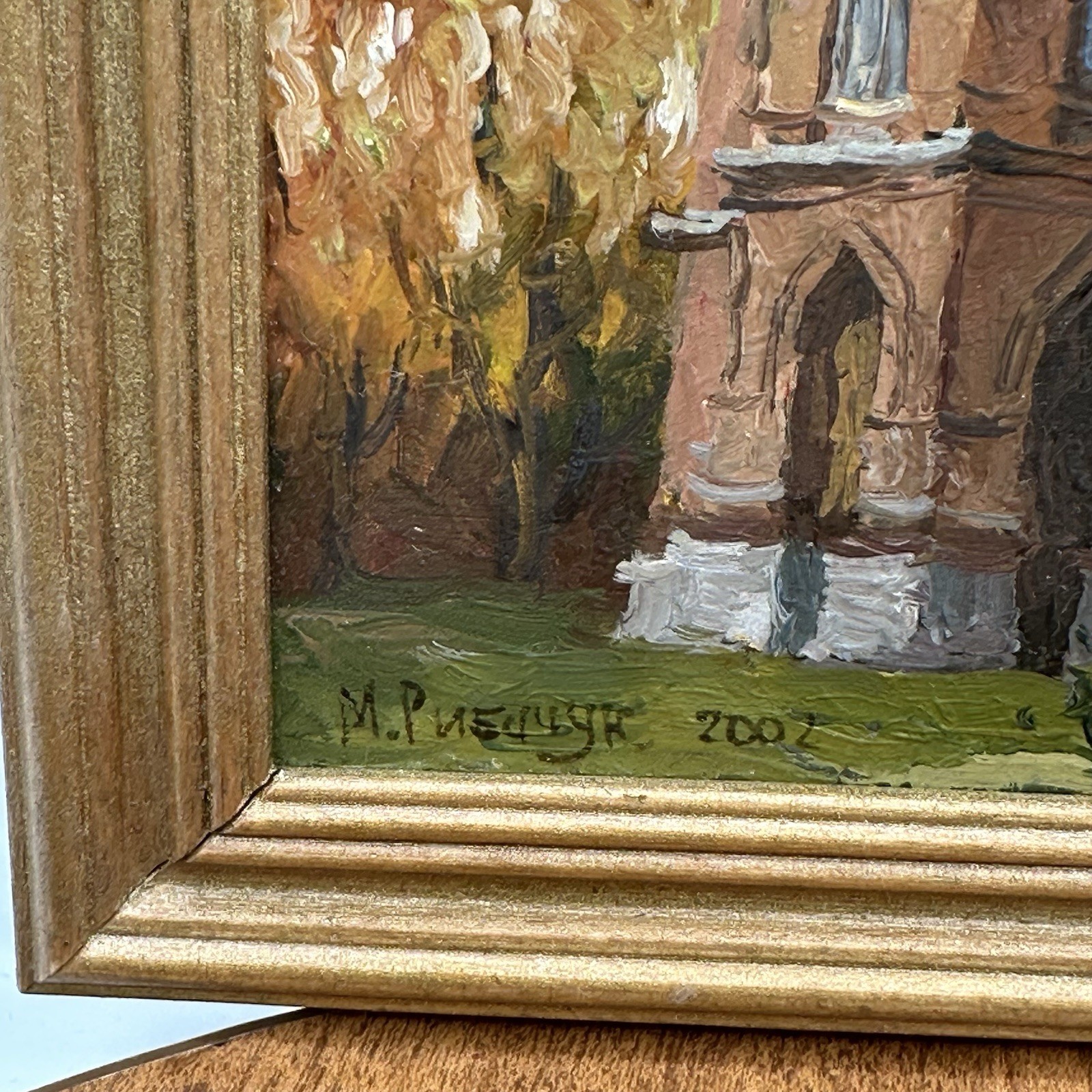 Small Impressionist Oil Canvas Signed Painting Architecture Church Building