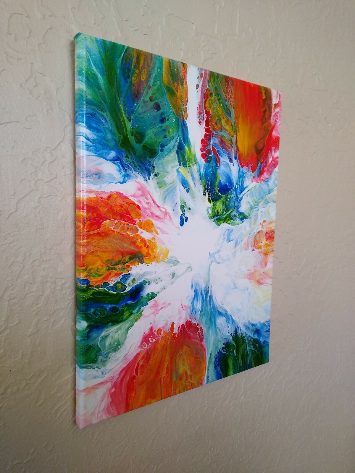 Original* Acrylic on Canvas Painting 12″x16″ «Multicolored Rainbow Beacon»