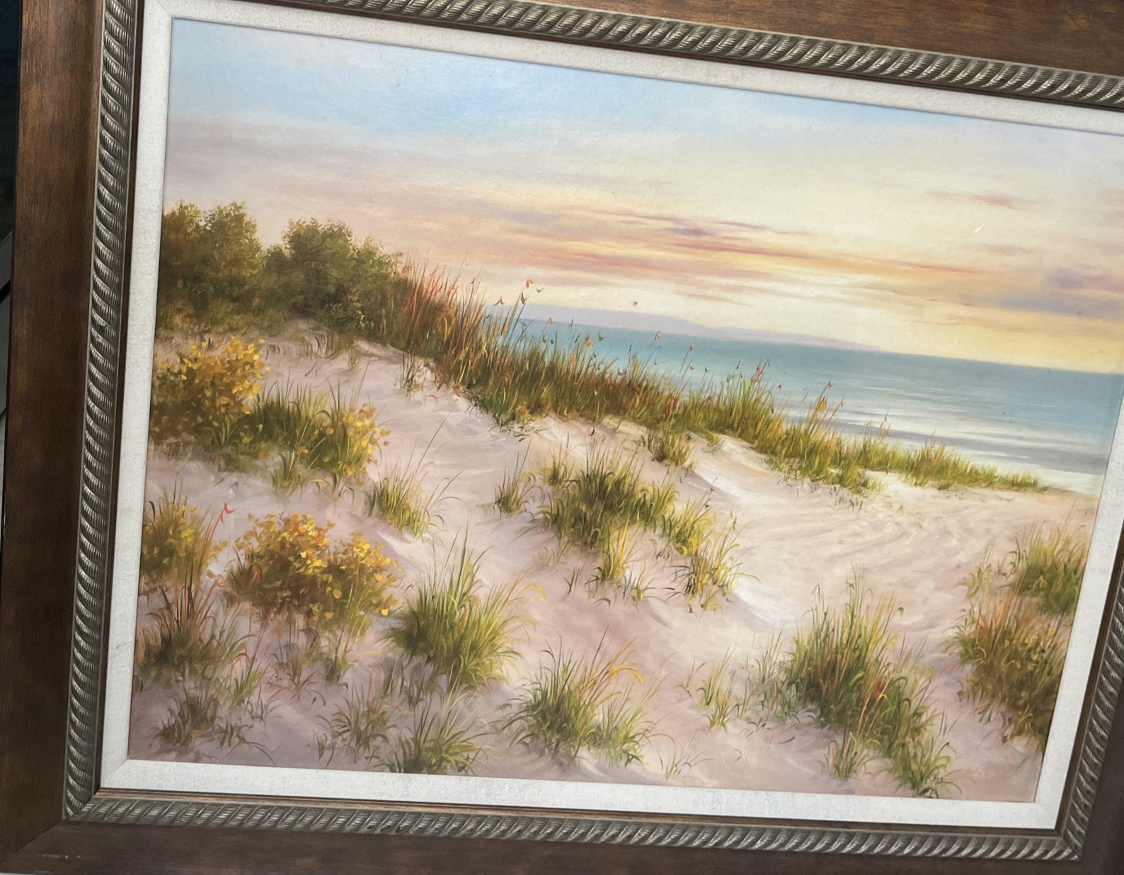 Vintage Coastal Sunset Signed B.Smith Vtg Frame Orig Litho 31″X39″