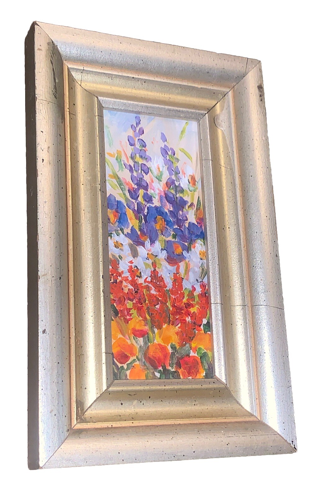Modern Floral ‘Summer Garden’ Landscape Impressionist 5 1/8”W 8.5”T (2 5/8”x6)