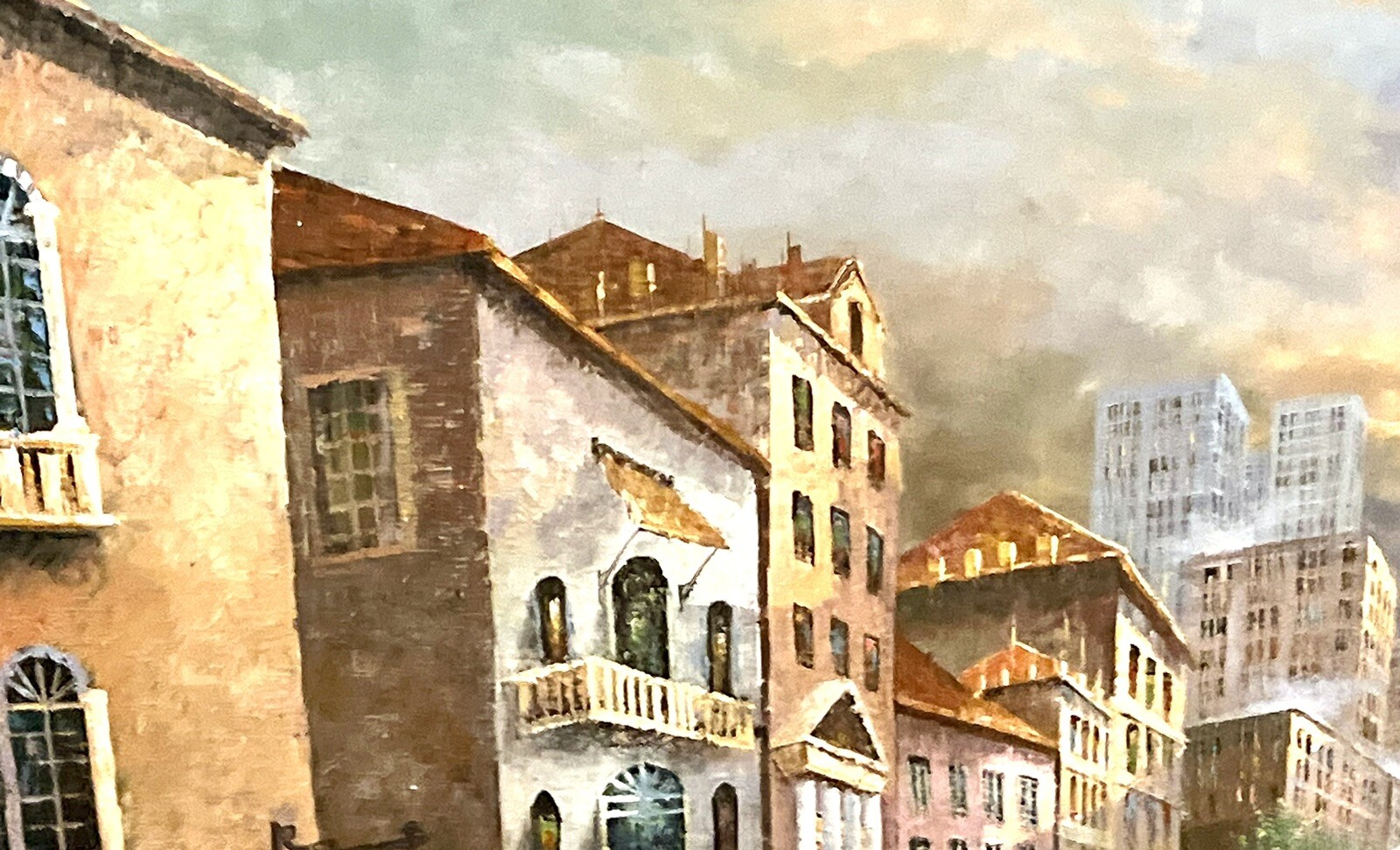 FINE LARGE SWEDISH STREET SCENE SIGNED BY :LIMIAN FINE DETAILS SIZE:69″ X 47″