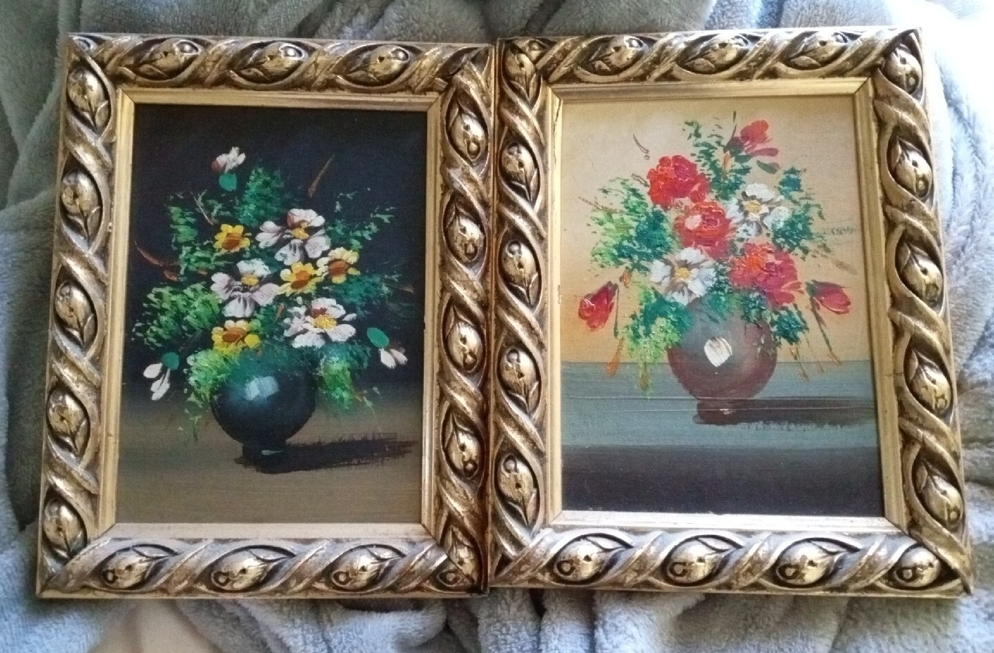 VTG Pair of Still Life Oil Paintings in Ornate Frames 9″x 7″ MAKES A GREAT GIFT