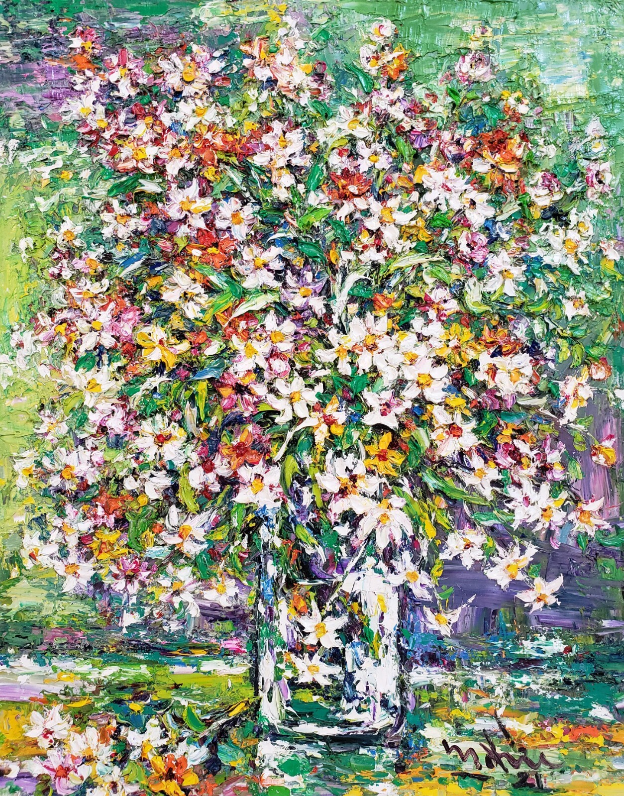 Flowers Vase 19. Original oil painting by Duc Tran. 20x16in