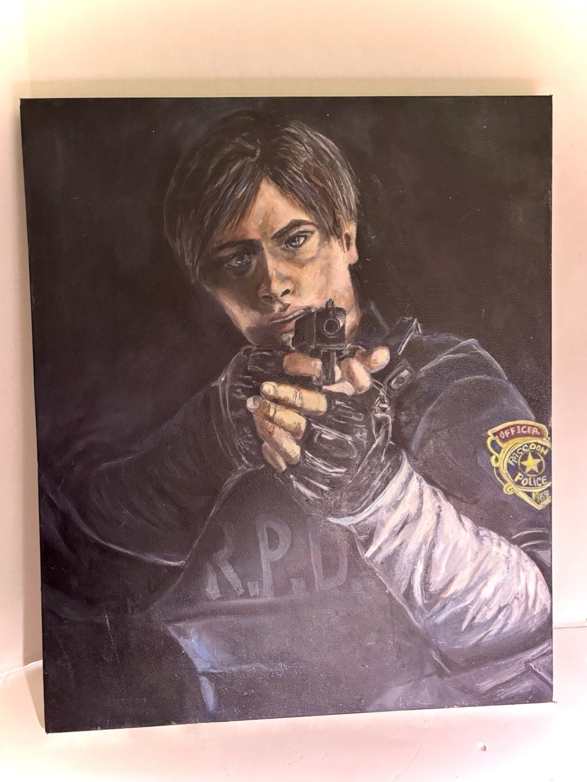 Resident Evil original Oil painting By Lacey Roberts 20x24x1.5”Stretched Canvas