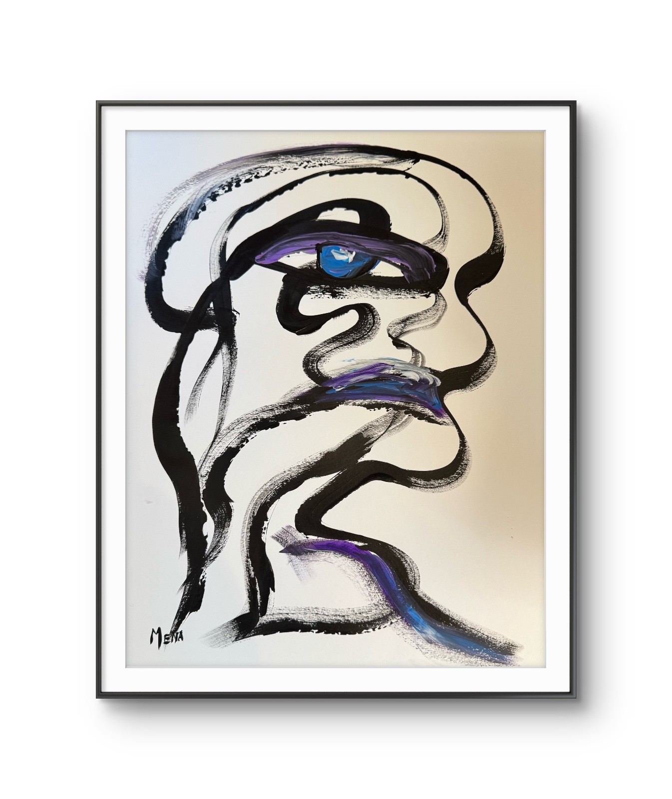 Man Blue Eyed Man Expression 14X11 Original Art on Quality Paper by Mena