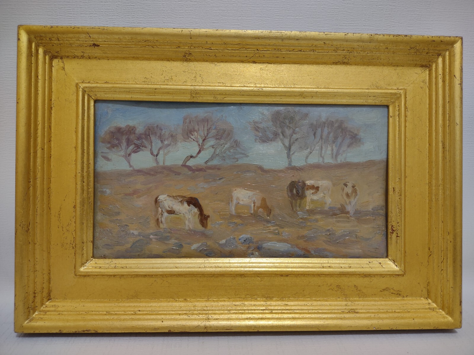 Louise Kamp Cow s in Pasture Oil Painting Framed Listed Artist Woodstock NY