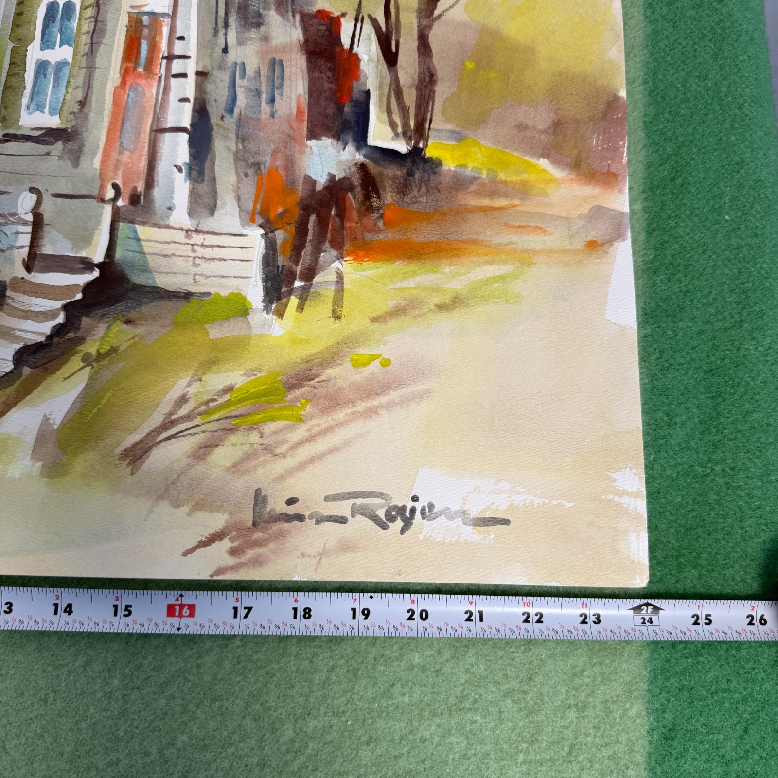 VTG 1960s HEINZ ROSIEN Signed Art Watercolor Painting 24×18 MCM Unframed