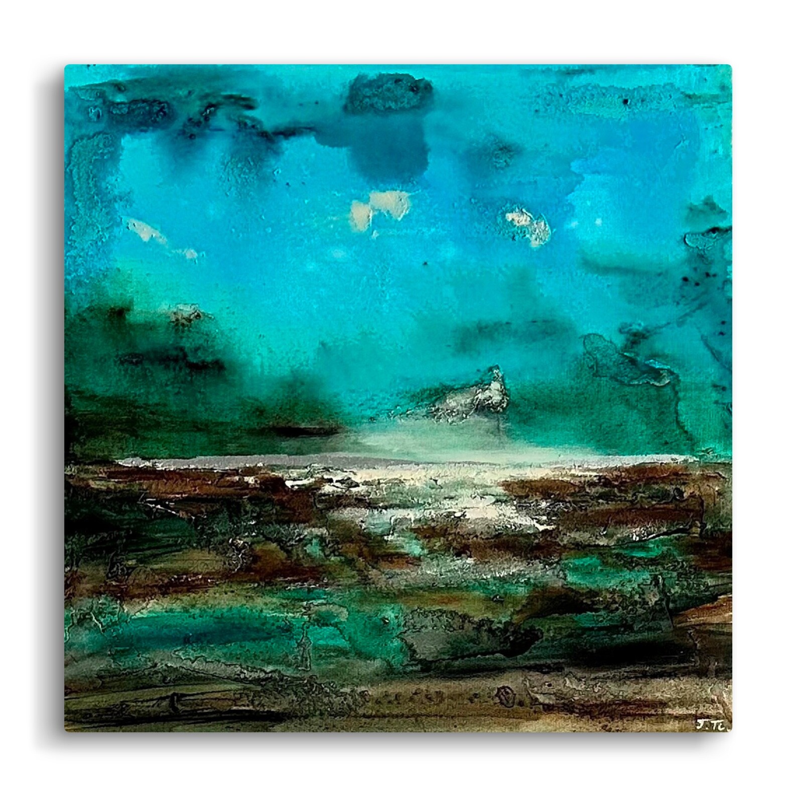 Abstract Landscape Abstract Horizon Turquoise Art Emerald Green Calming
