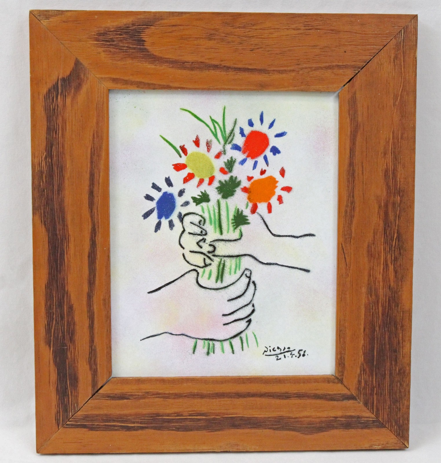 Pablo Picasso Bouquet of Peace Enamel on Copper Framed Art Max Karp Flowers