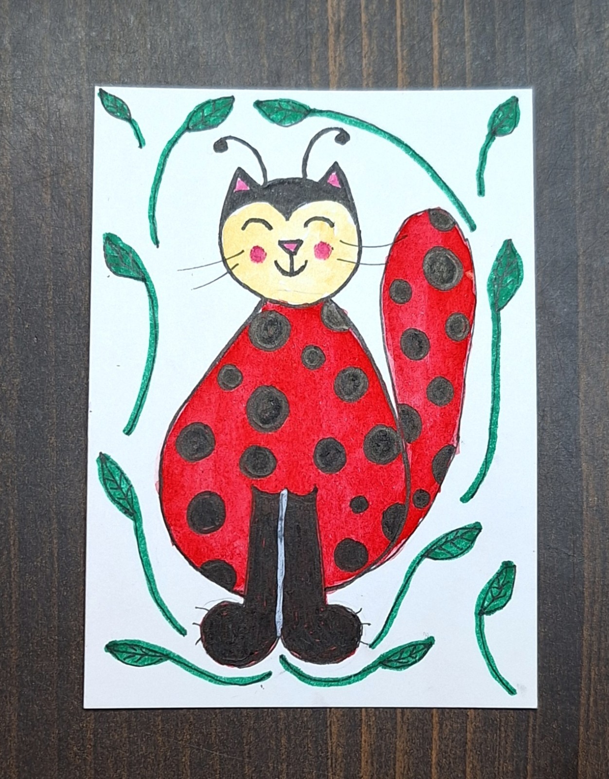 ACEO Original Kitty Cat Cartoon Watercolor Painting by Sandrajean Smith