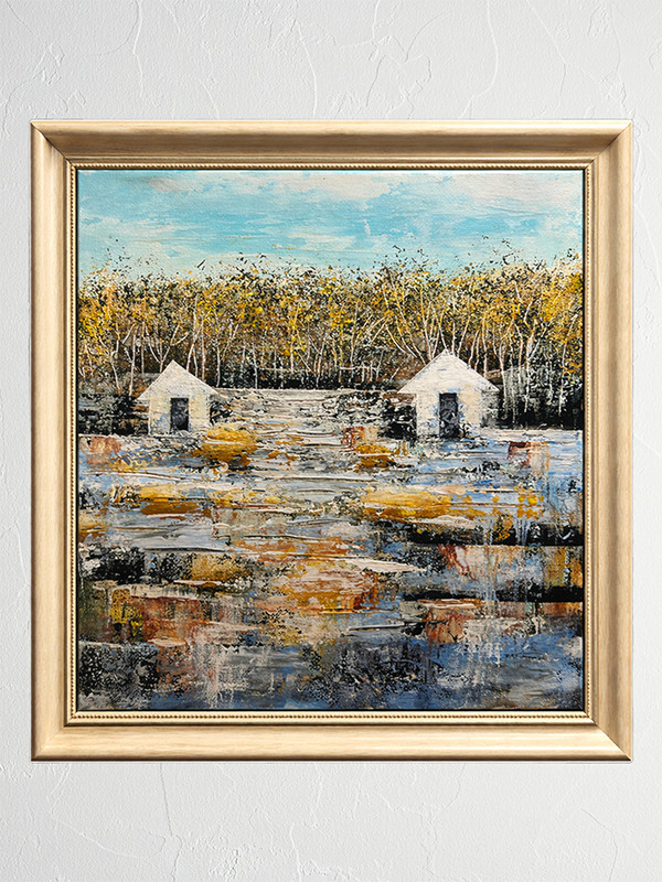 Autumn Marsh Light Original Acrylic Painting 12″x12″ Unframed or Framed