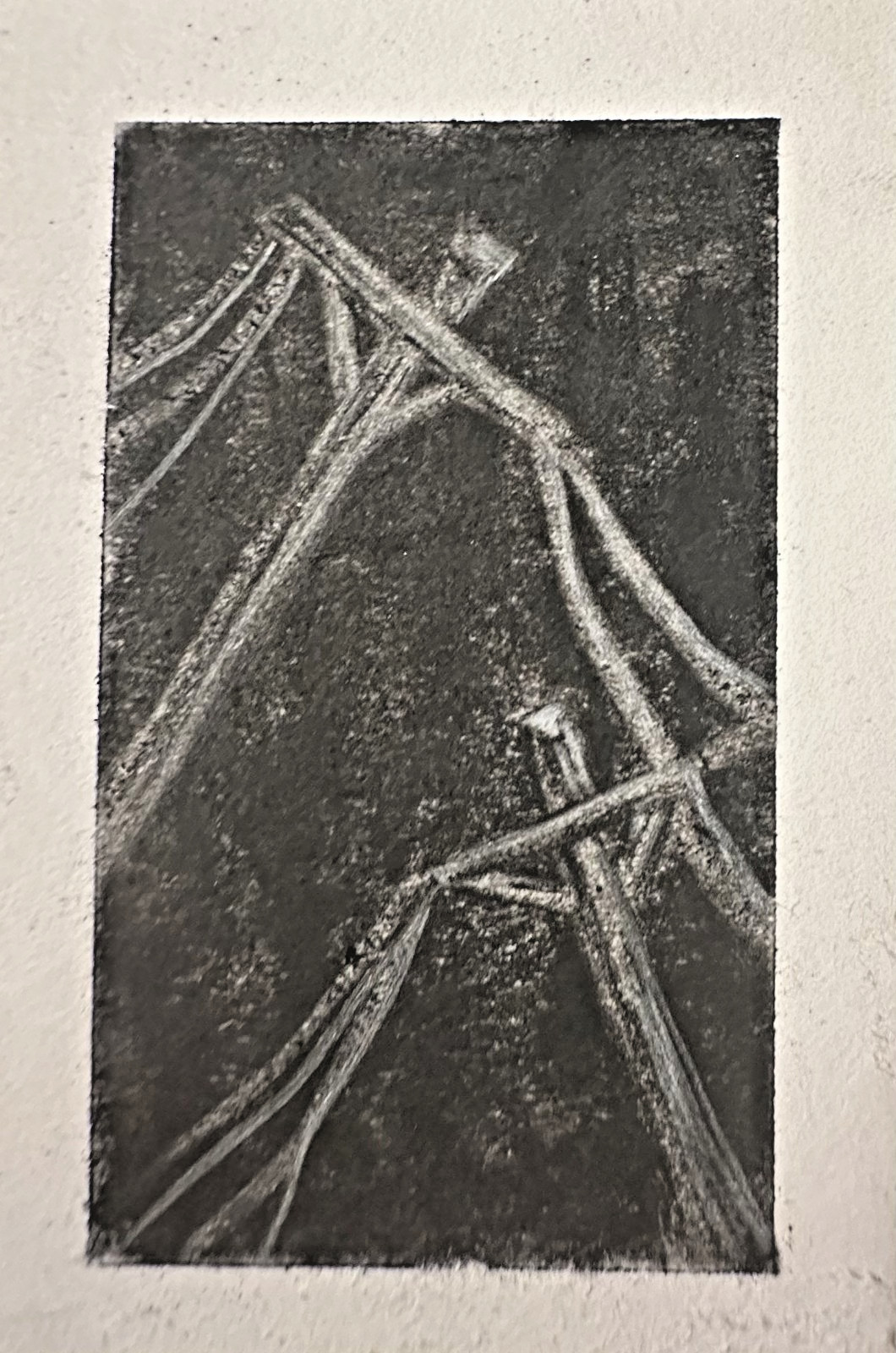 ACEO Original Art (2.5 X 3.5 in.) Charcoal Sketch, Telephone Poles