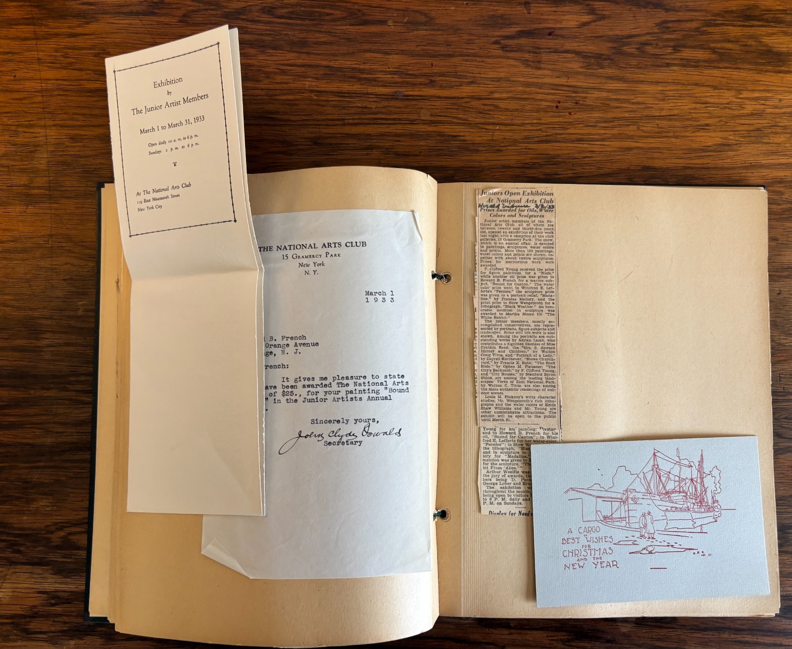 AMERICAN MARITIME ARTIST’S SCRAPBOOK HOWARD B FRENCH NATIONAL ARTS CLUB NEW YORK