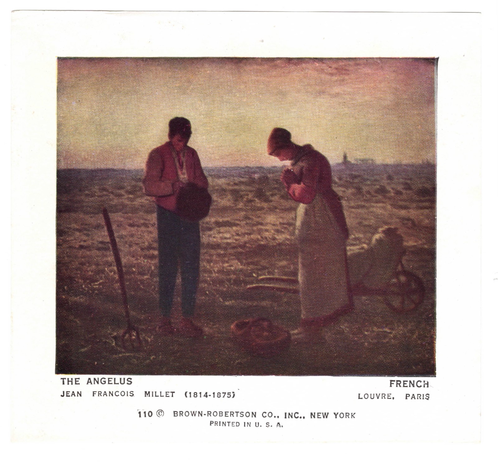 Small Print – The Angelus, Jean Francois Millet – Brown-Robertson Co. N.Y.