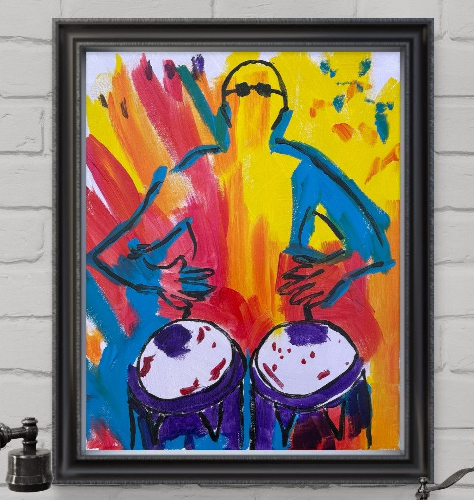 Messa Original Art: Rhythm: 11×14 Neo Expressionism Original Artwork on Canvas