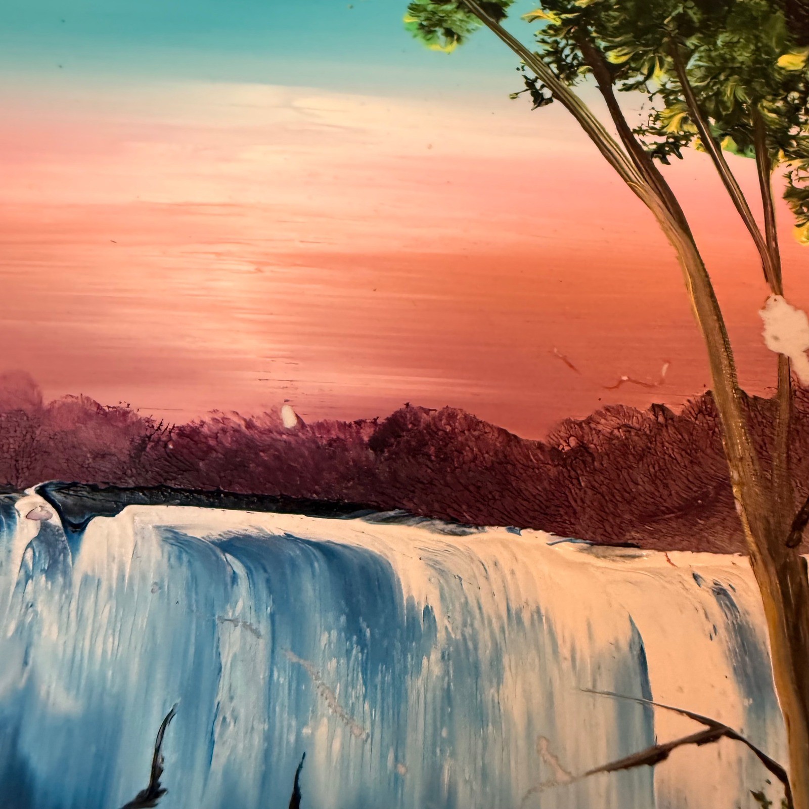 Cristian Ramirez Original Oil on Tile Waterfall Landscape Cancun Mexico 13×9