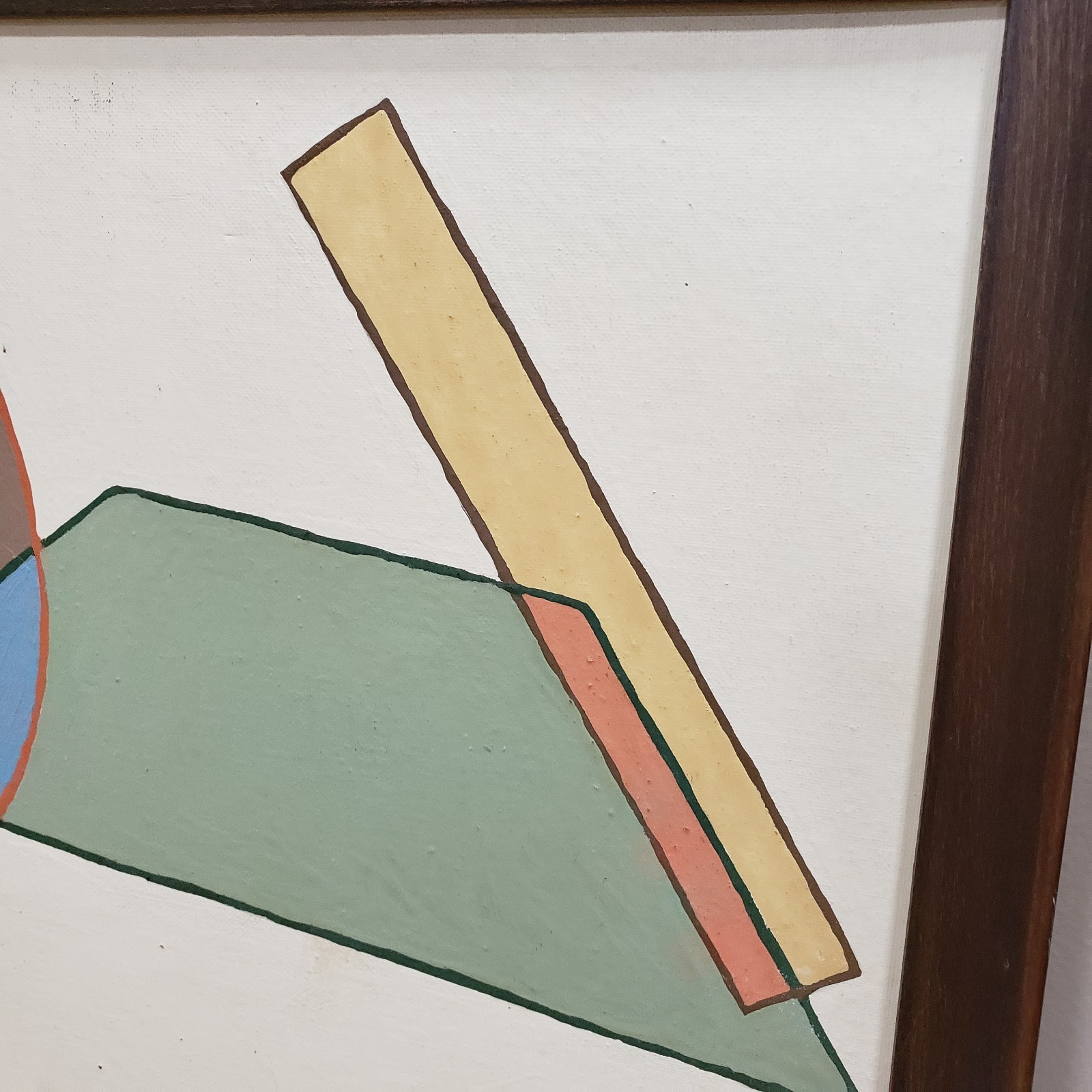 Original Geometric Abstract Painting Framed Bauhaus Modern Minimalist Wall Art