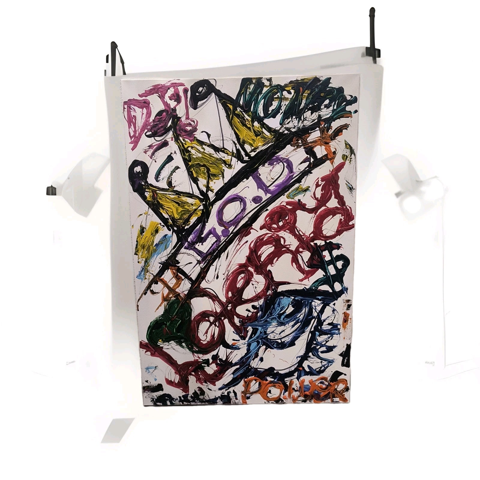 Loteria –Trey Coppland Abstract Acrylic Painting Crown, Signed, 24+36 inches