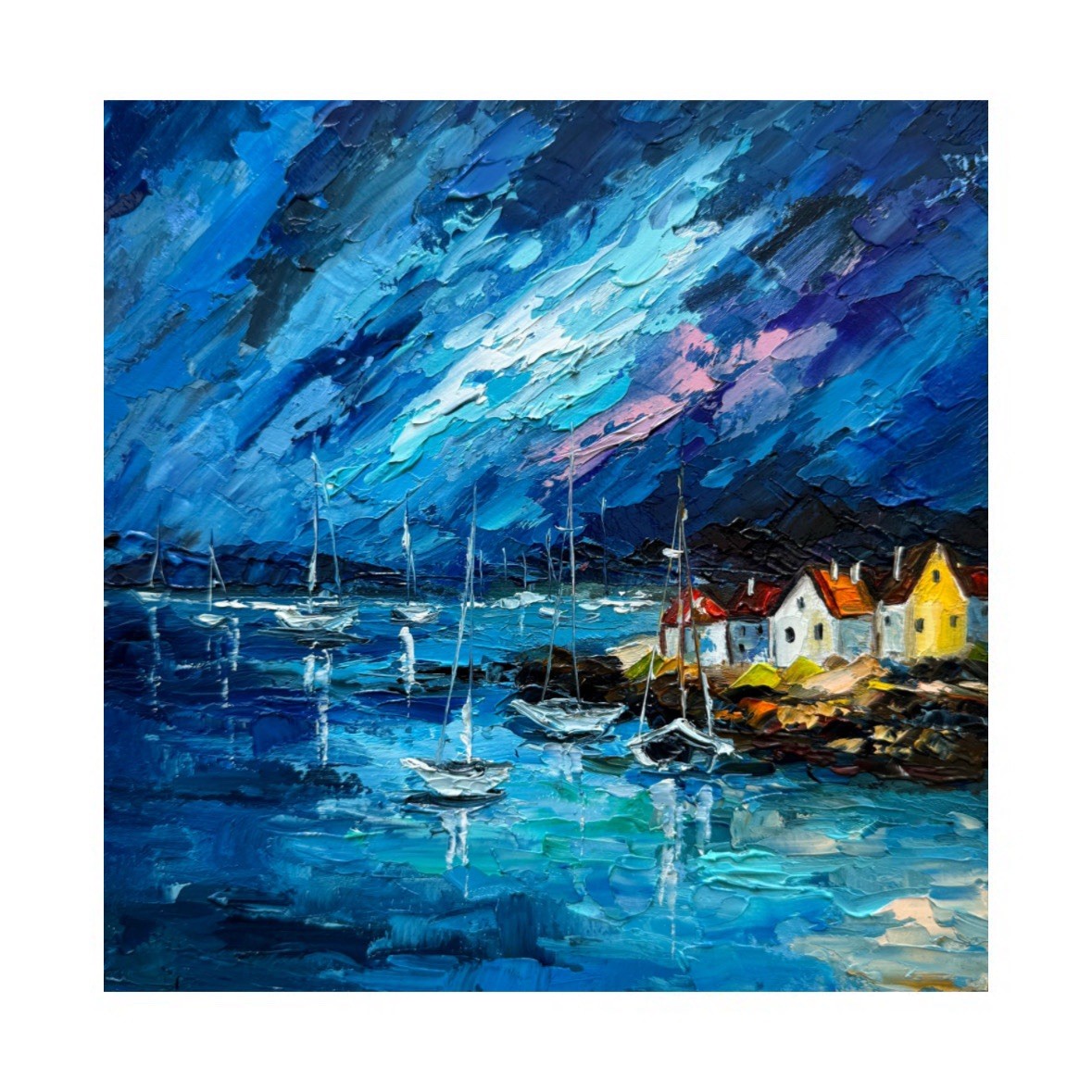 Original Oil Painting Norway Landscape Fjord Artwork Scandinavian Painting 8×8