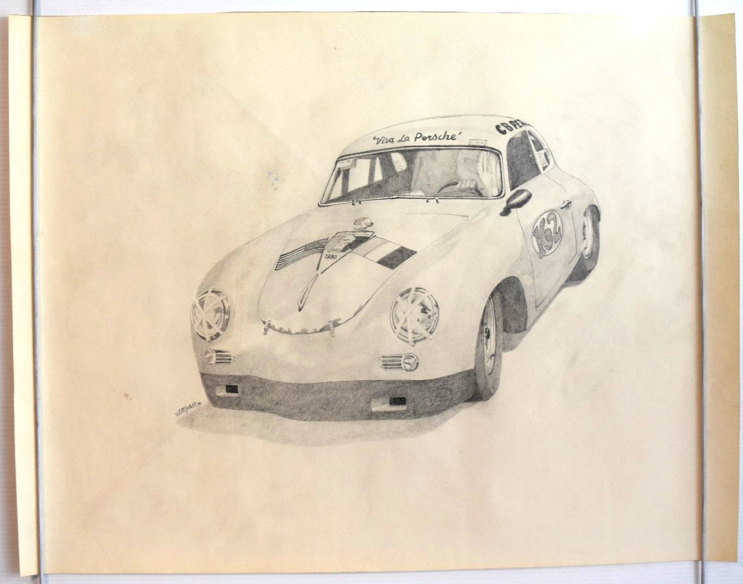Porsche 356 Carrera Panamerica Pencil Drawing Art Print RARE!