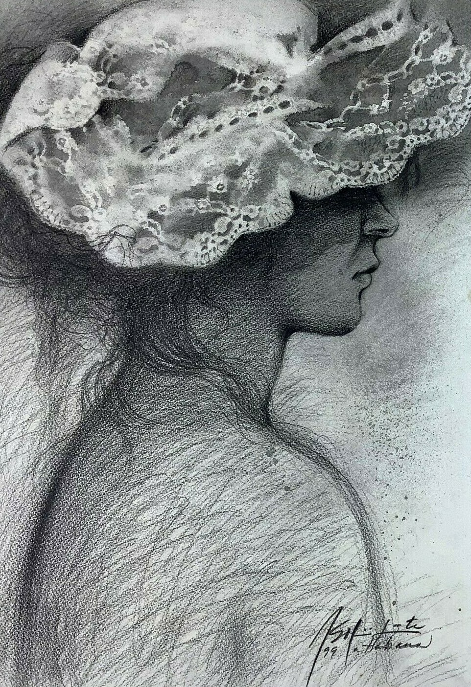 Isolina Limonta. Painting. Untitled,1999. Graphite on cardboard. Original signed