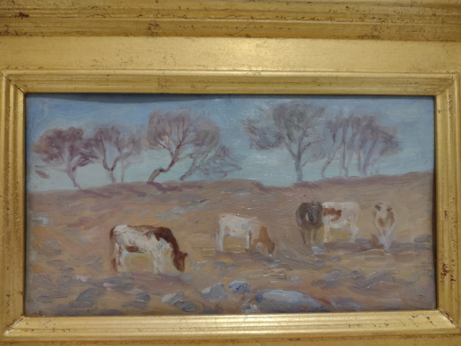Louise Kamp Cow s in Pasture Oil Painting Framed Listed Artist Woodstock NY