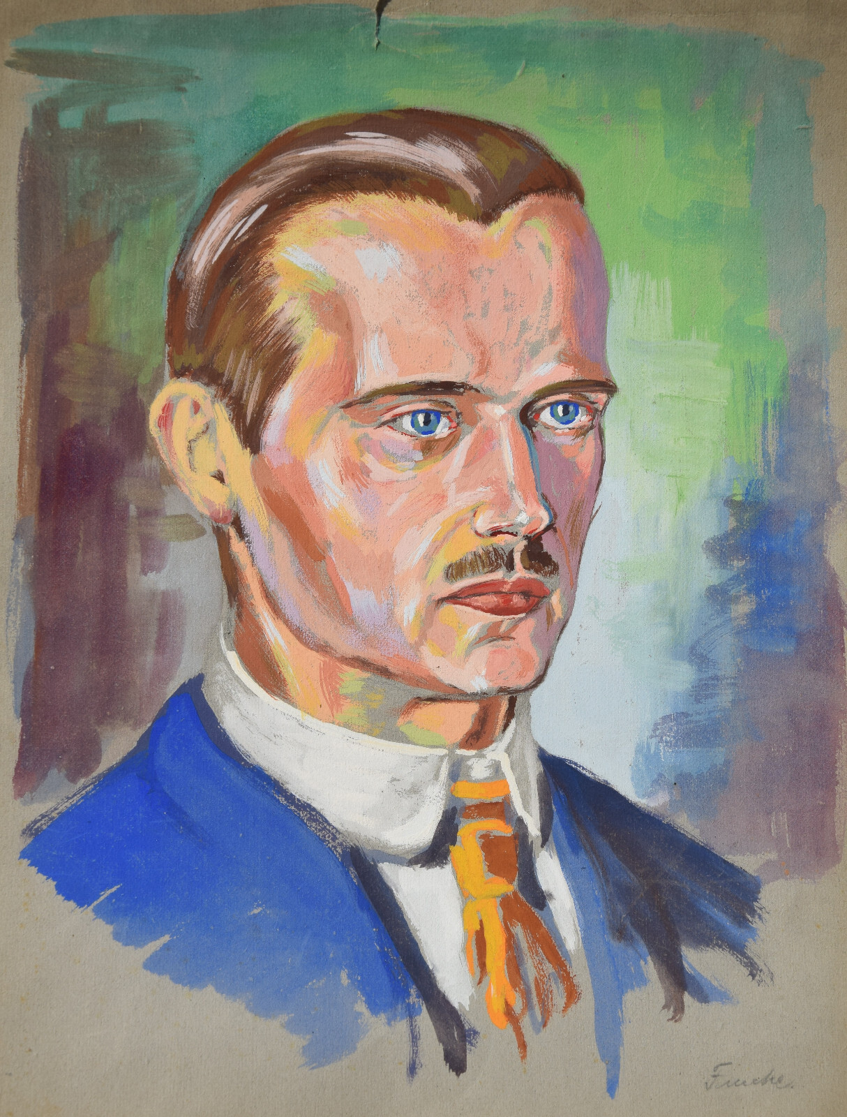 Ernst August Funke 1895-1961 Mülheim / Mixed Media ~ 1930 Portrait Self Portrait?