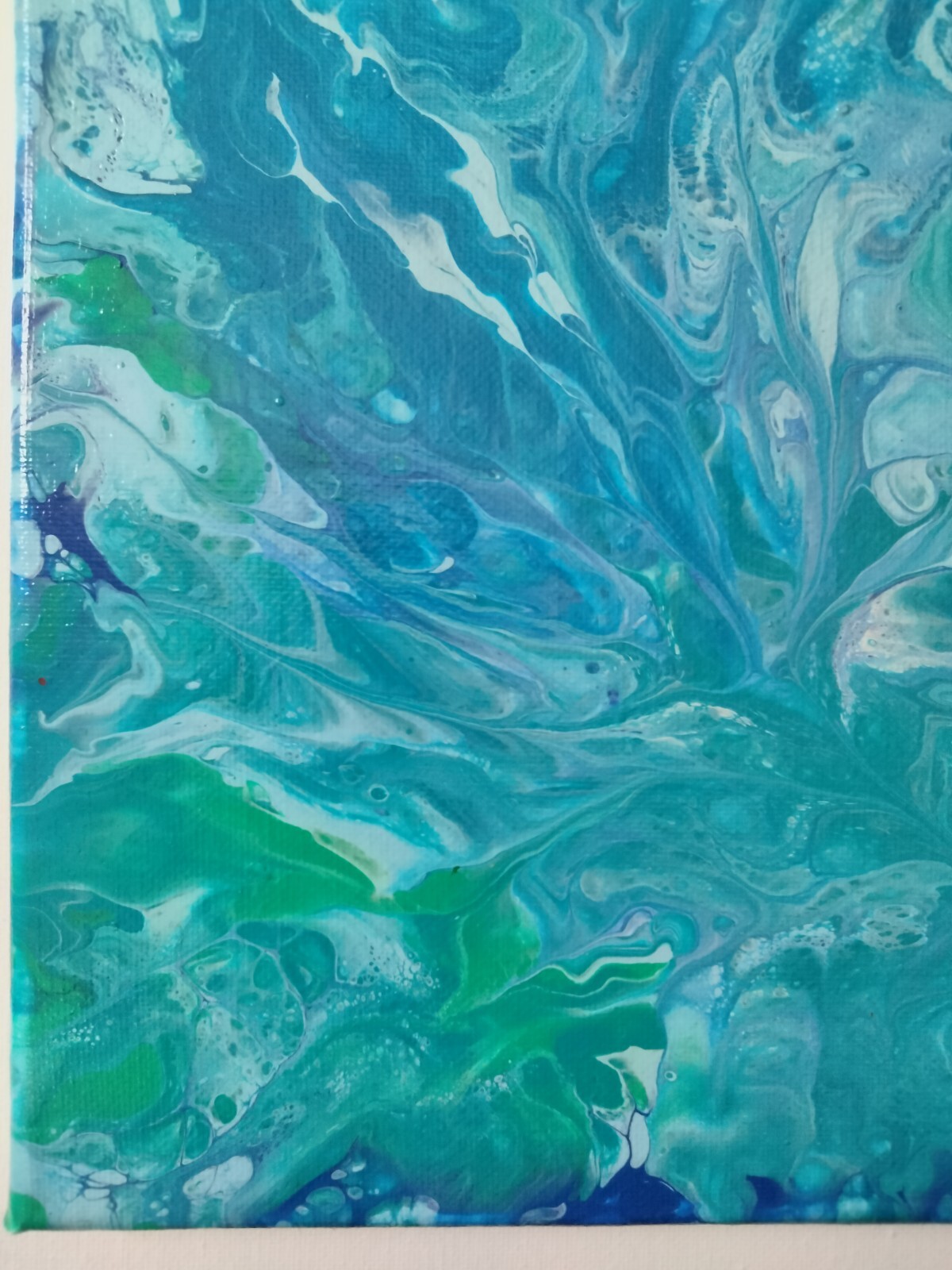 Original Acrylic Abstract Pour Painting Stretched Canvas 8″x8″x0.5″ Wall Decor