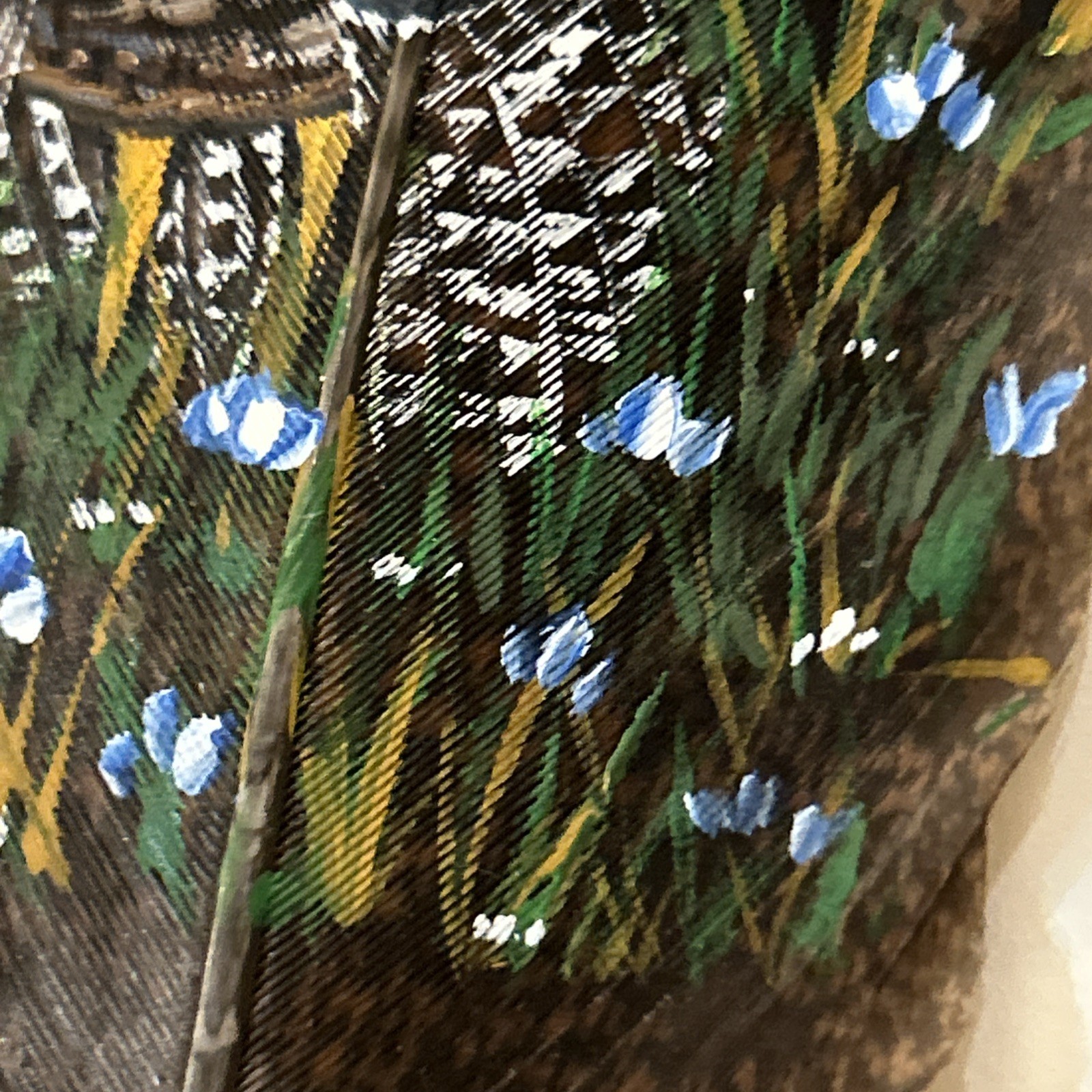 Hand Painted Turkey Feather. Signed Marte Erb. School Auction 6/18/2010. No. 69.
