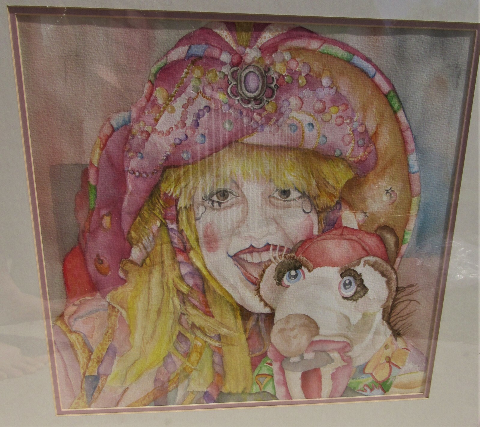 FINE VINTAGE EARLY 60S MID CENTURY MODERNIST WATERCOLOR PAINTING CLOWN