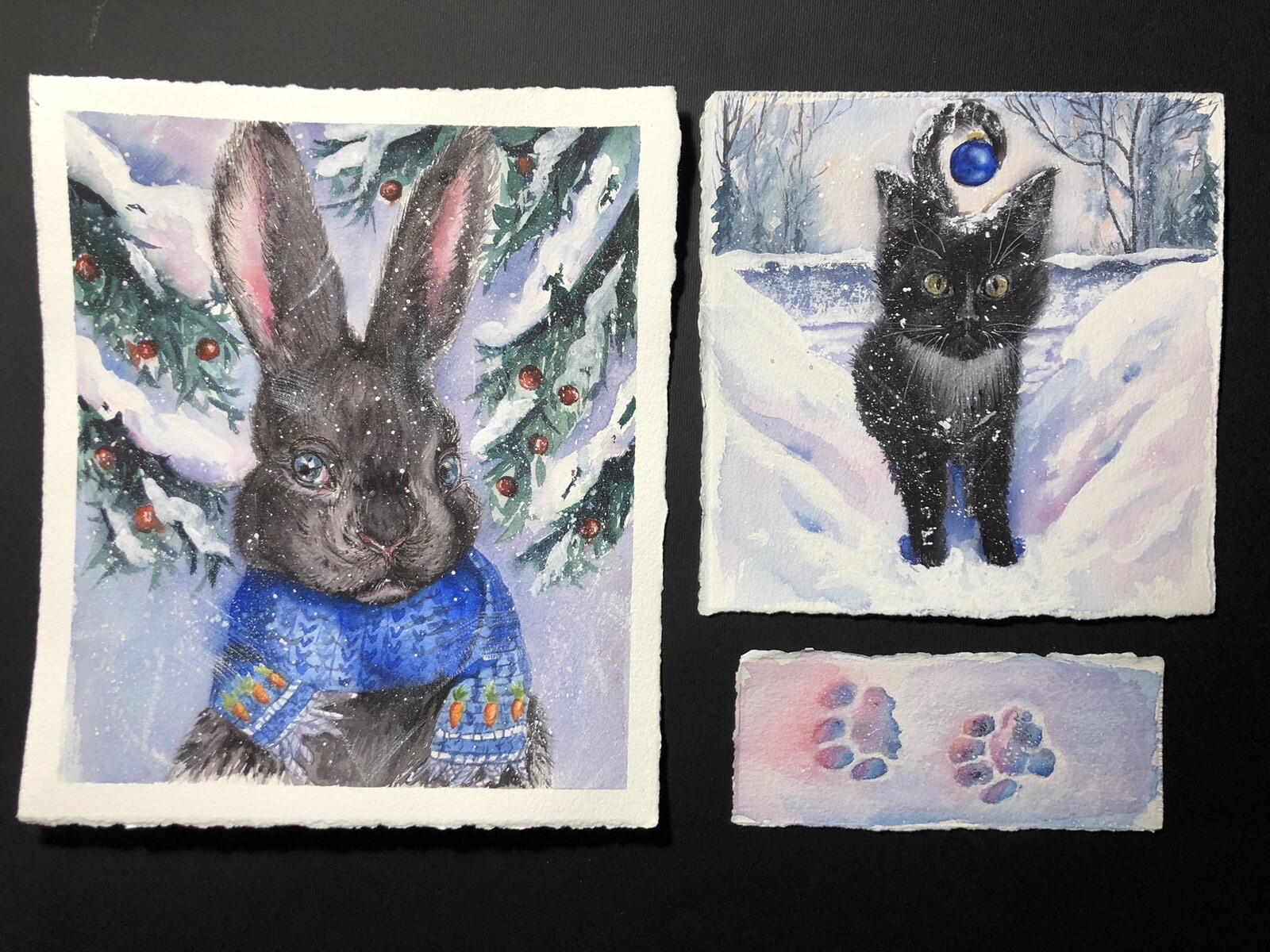 Pack Watercolor Animals, Christmas Decoration In The Nursery,Happy Year Holidays