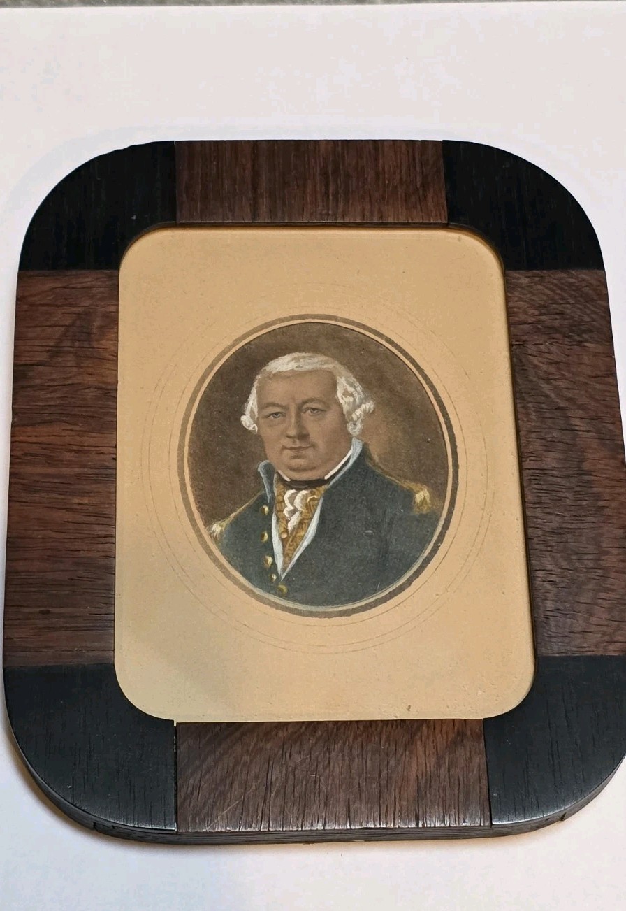 Original Antique Early 1800s Portrait Miniature Navel Officer Napoleonic Wars