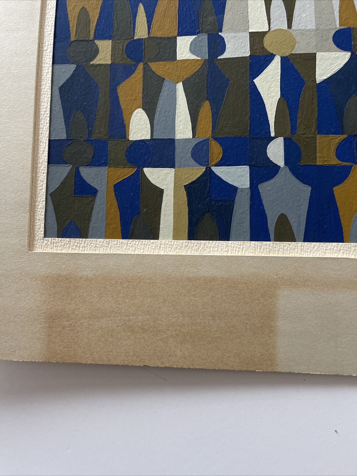 Mid Century Abstract Painting Exhibited award winner Pop Op art Geometric Cubism