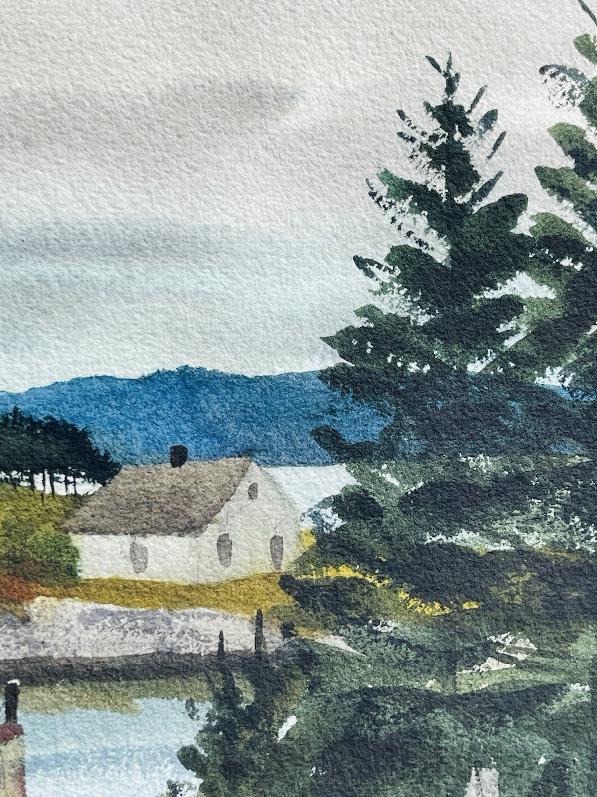 New Jersey Artist Kent Day Coes Signed Watercolor. Saint Margaret’s Bay NS