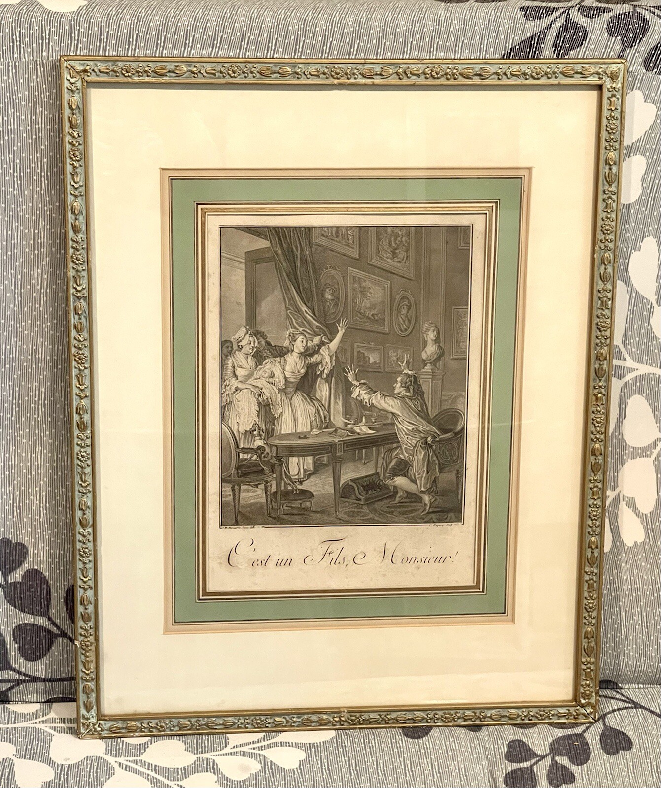 Vintage Antique Jean M.Moreau French (1741-1841) Engraving Etching Gilt Frame