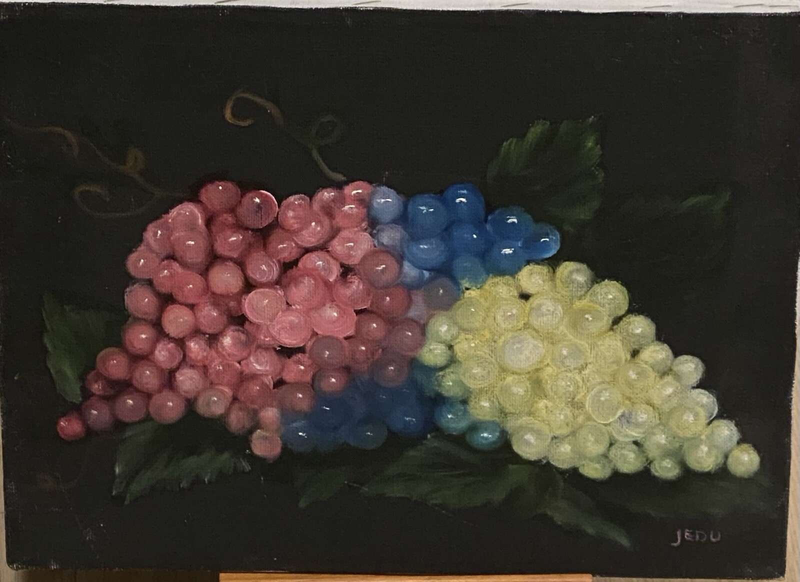 Original Oil Painting Still Life of Grapes Realism 9×12” Signed