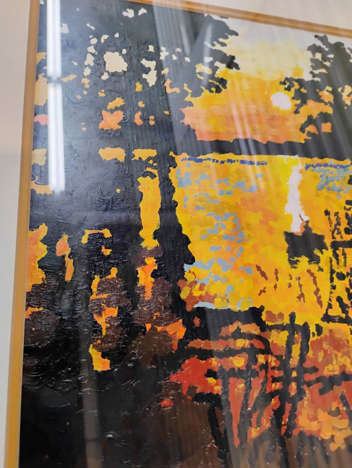 Original Framed Surreal Abstract Landscape Sunset Sunrise Painting 22×18 In