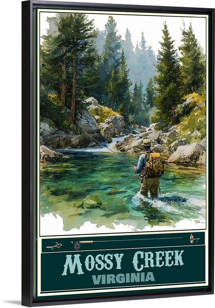 Mossy Creek Virginia Fishing Travel Poster Prints Framed Or Canvas Fisht Art