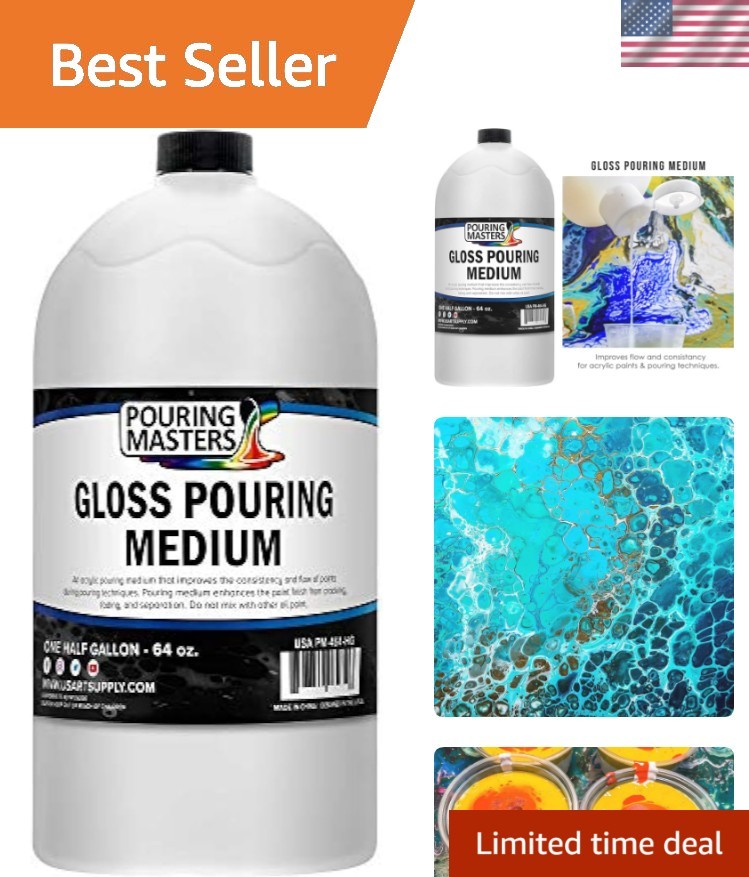 Non-Toxic 64oz Gloss Pouring Medium – Enhance Paint Flow & Cell Effects