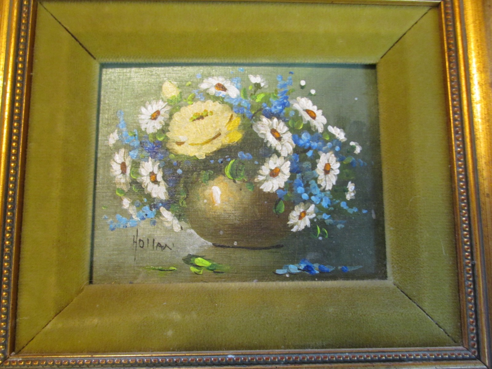 Signed Miniature Original Oil Painting – Vivian Hollan Framed