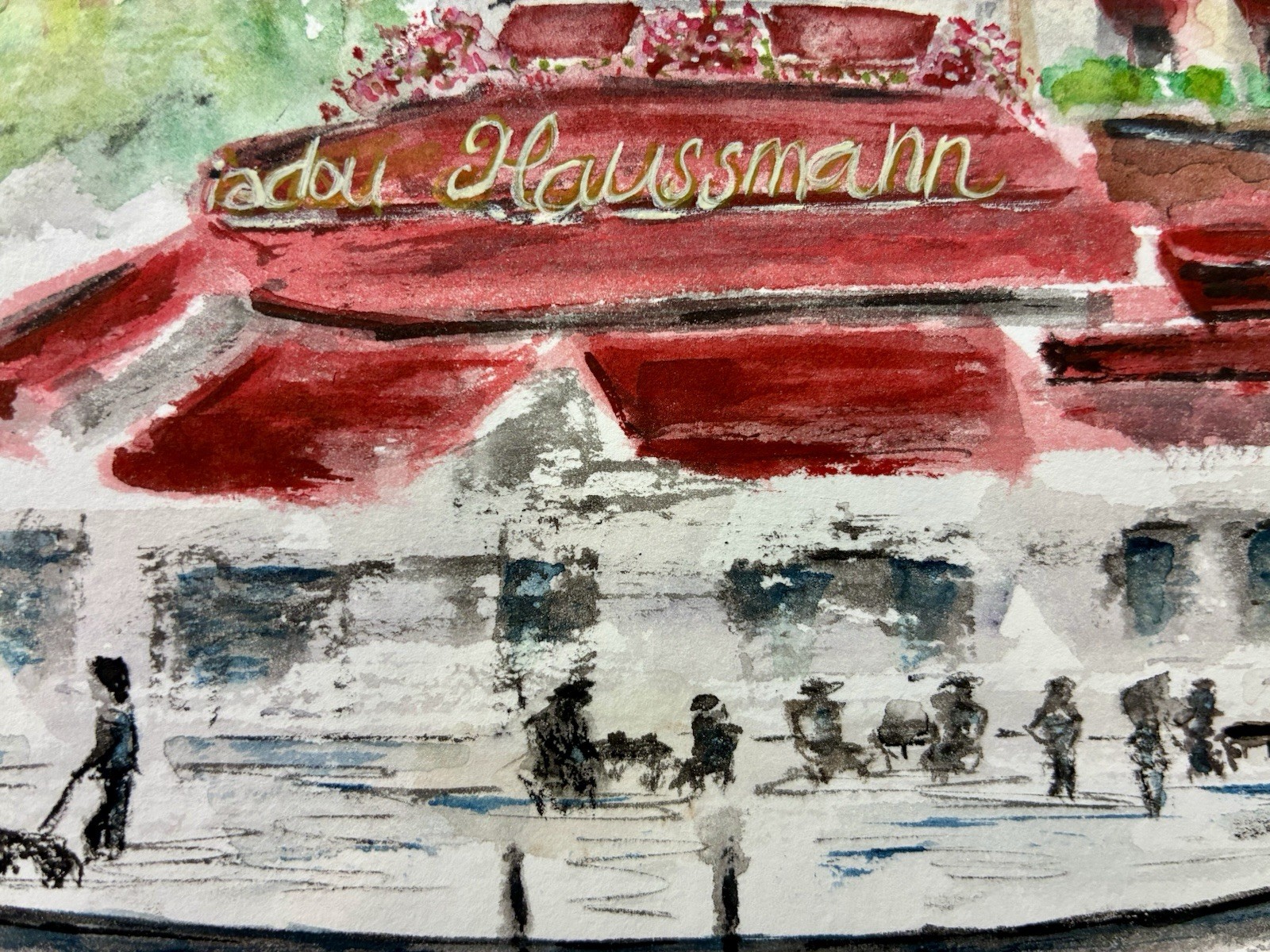 Original Watercolor Paris Cafe Signed! 6×8 New! NOT A PRINT! Impressionist
