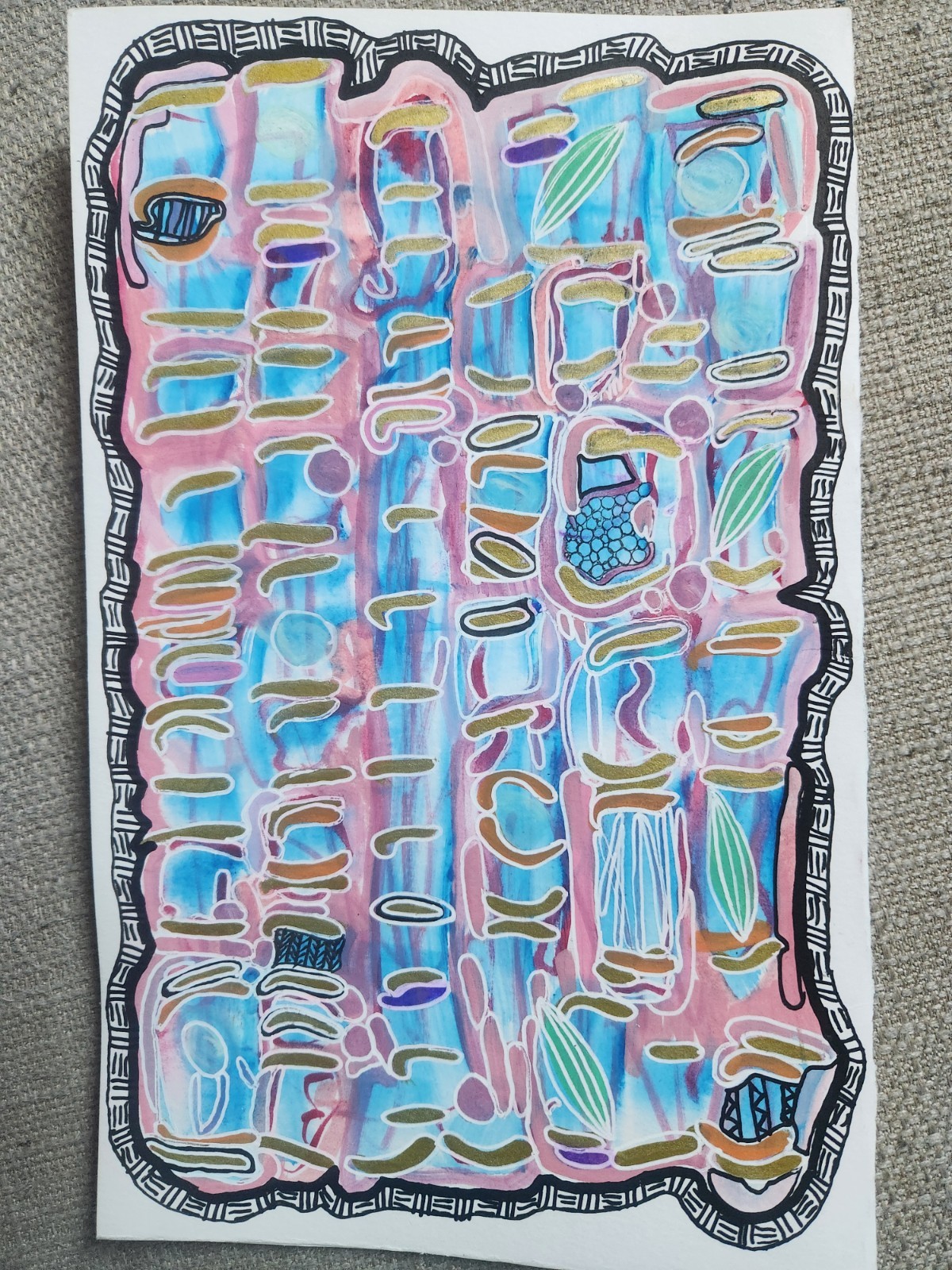 «Untitled»- Original Abstract Watercolor Painting With Acrylic And Ink Details