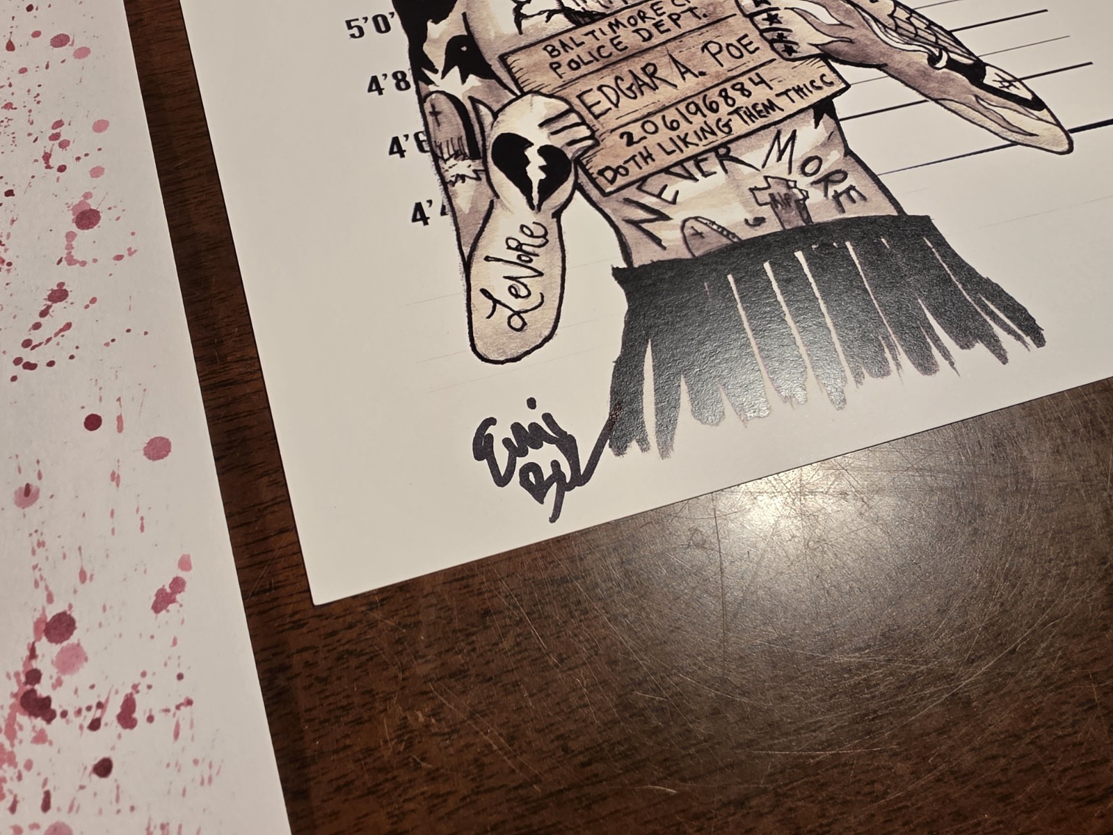 EMI BOZ SIGNED ORIGINAL PRINTS GUS FINK ICONS OF HORROR OUTSIDER ART MIXED MEDIA