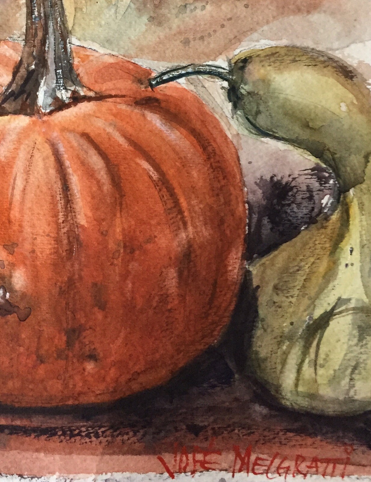 ORIGINAL Watercolor Painting Pumpkins 7.1/2″ X 11″