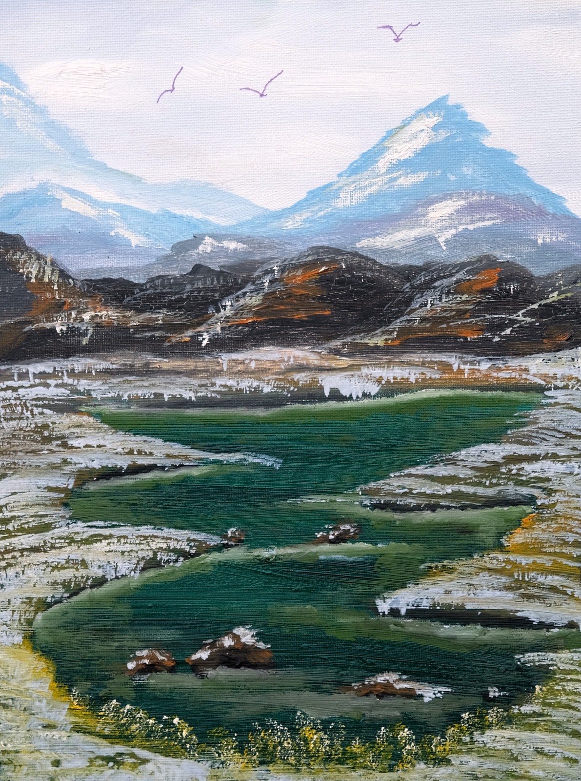 Art, Painting, «First Snow» – giclee on canvas 9″x 12″ by Yelena Berzon